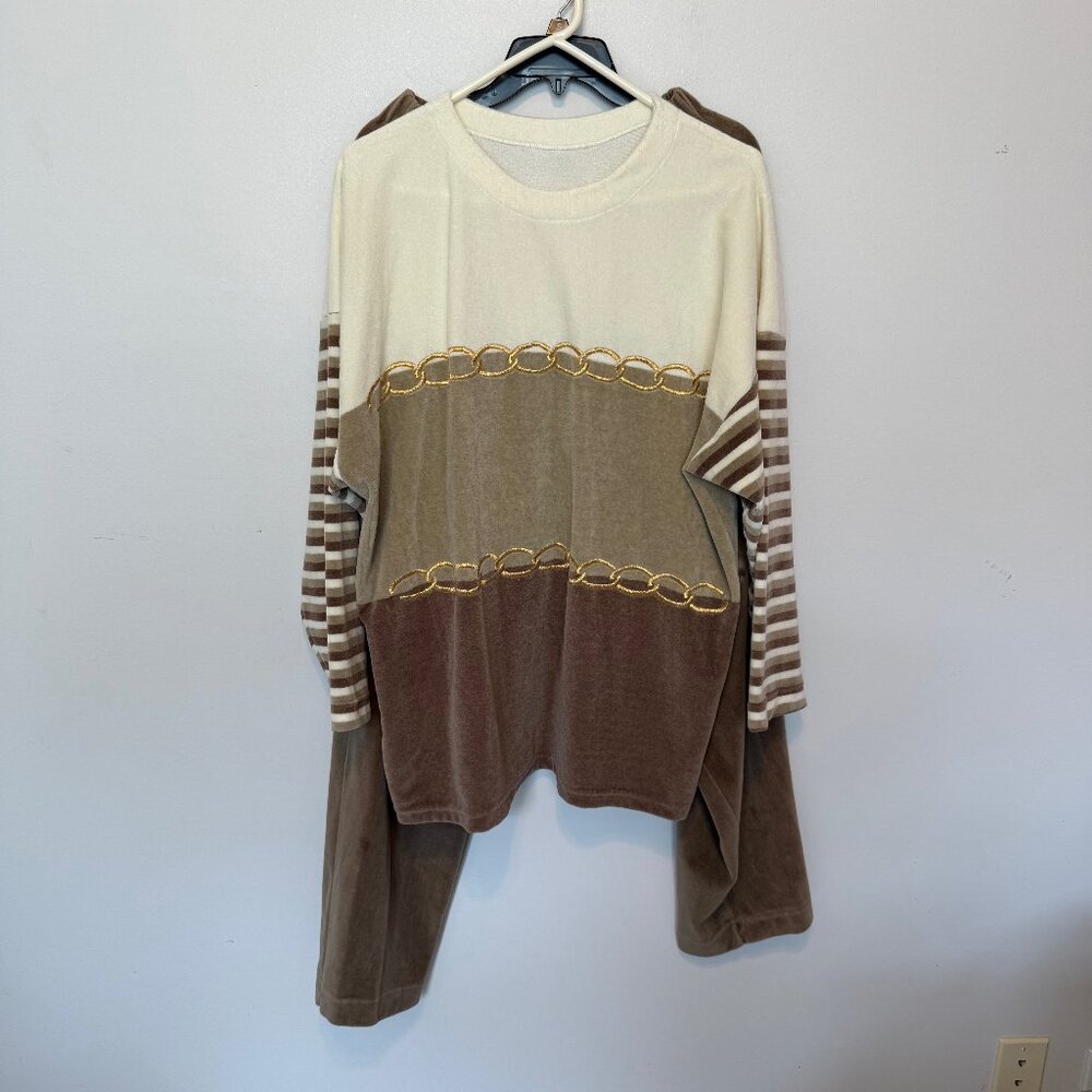 Casual Color Blocked Top with Matching Pants Size X-Large